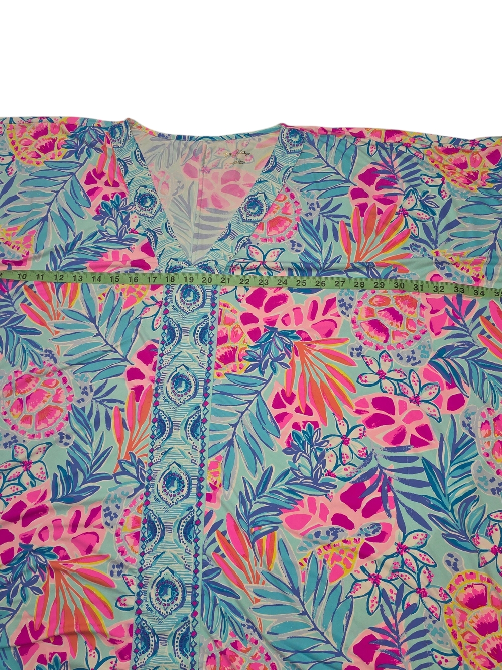 Lilly Pulitzer Skylar Swim Kaftan M Blue Pink Tropical Cover Up Tunic Dress - Picture 6 of 10